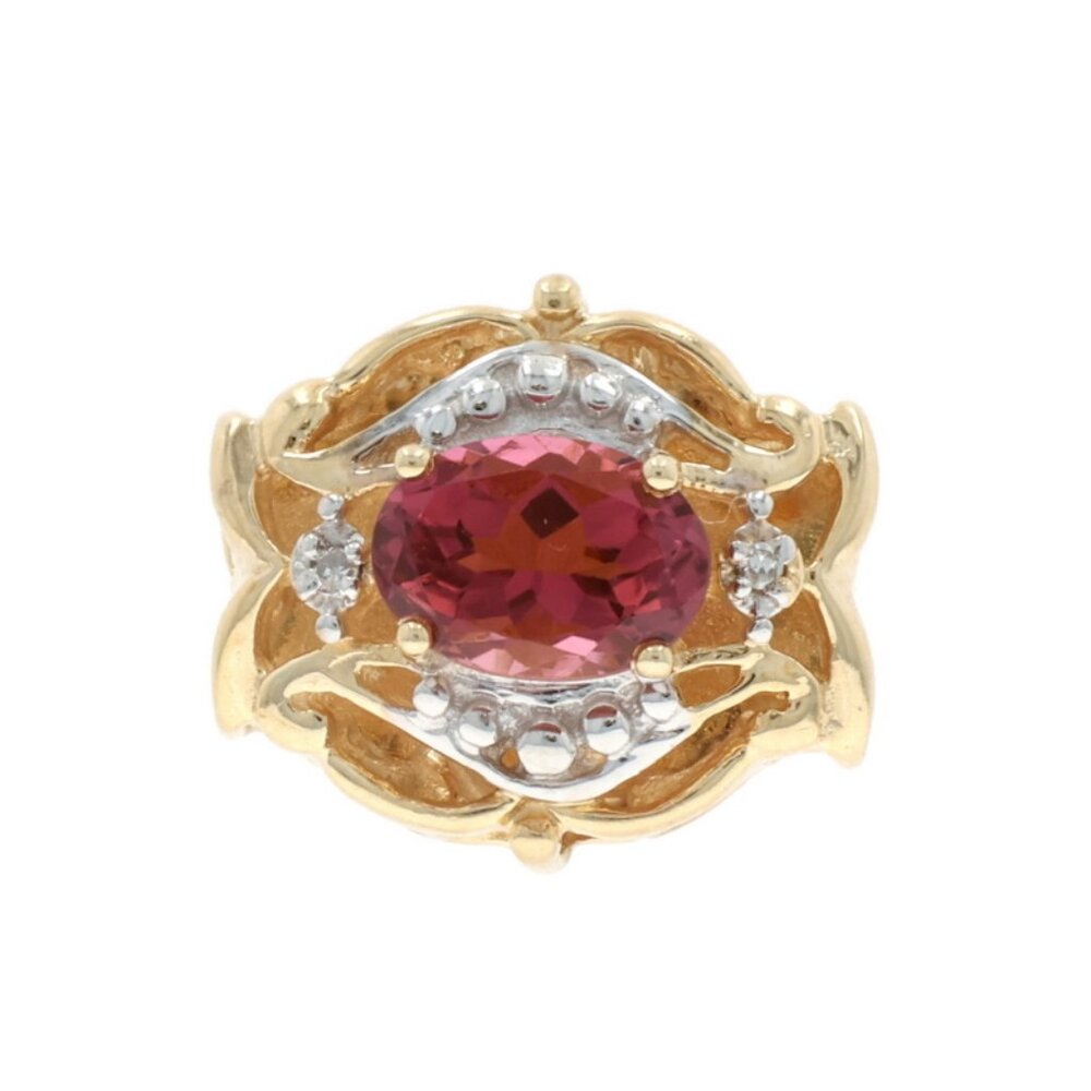 Richard Klein Pink Tourmaline Diamond Slide Charm - Yellow Gold 14k Oval